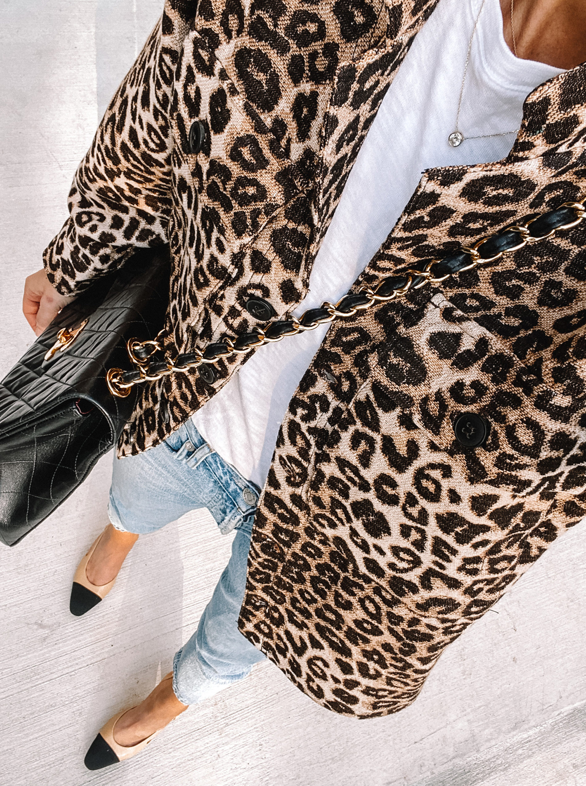 Fashion Jackson Wearing Anine Bing Leopard Shacket