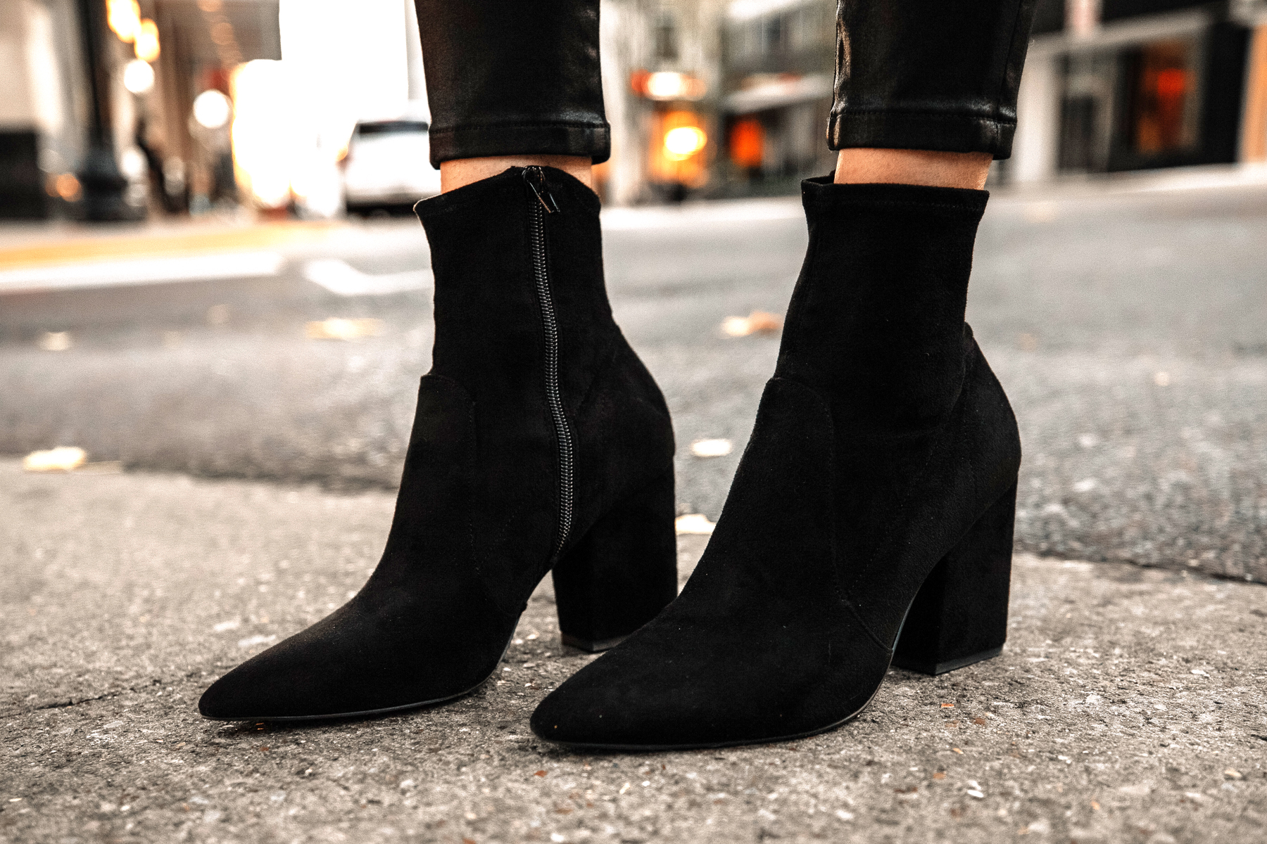 Fashion Jackson Wearing Express Black Suede Booties