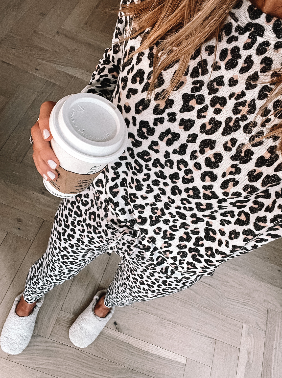 Fashion Jackson Wearing Leopard Pajama Set Jenni Kayne Slippers