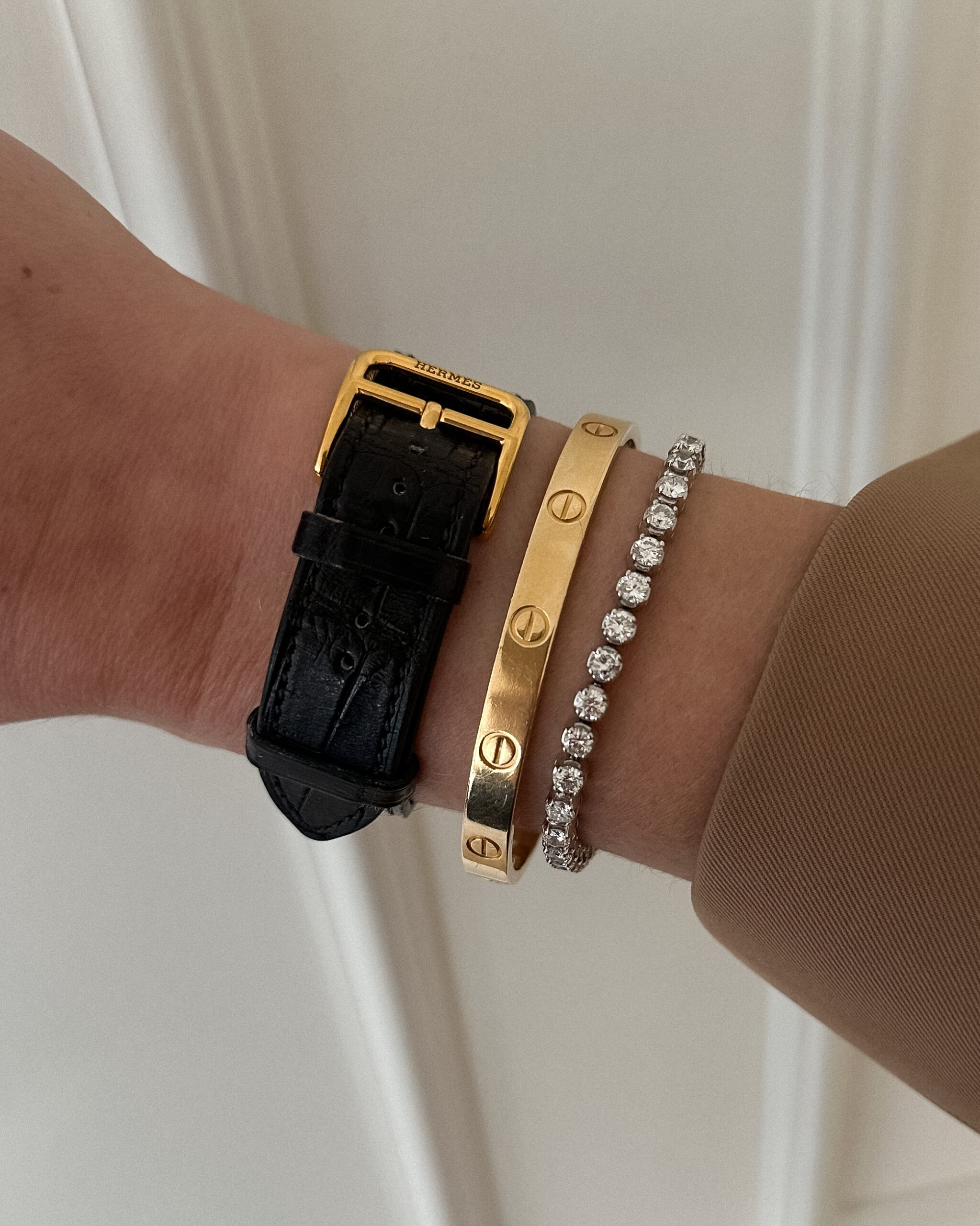 Fashion Jackson Wearing Cartier Yellow Gold Love Bracelet Diamond Tennis Bracelet