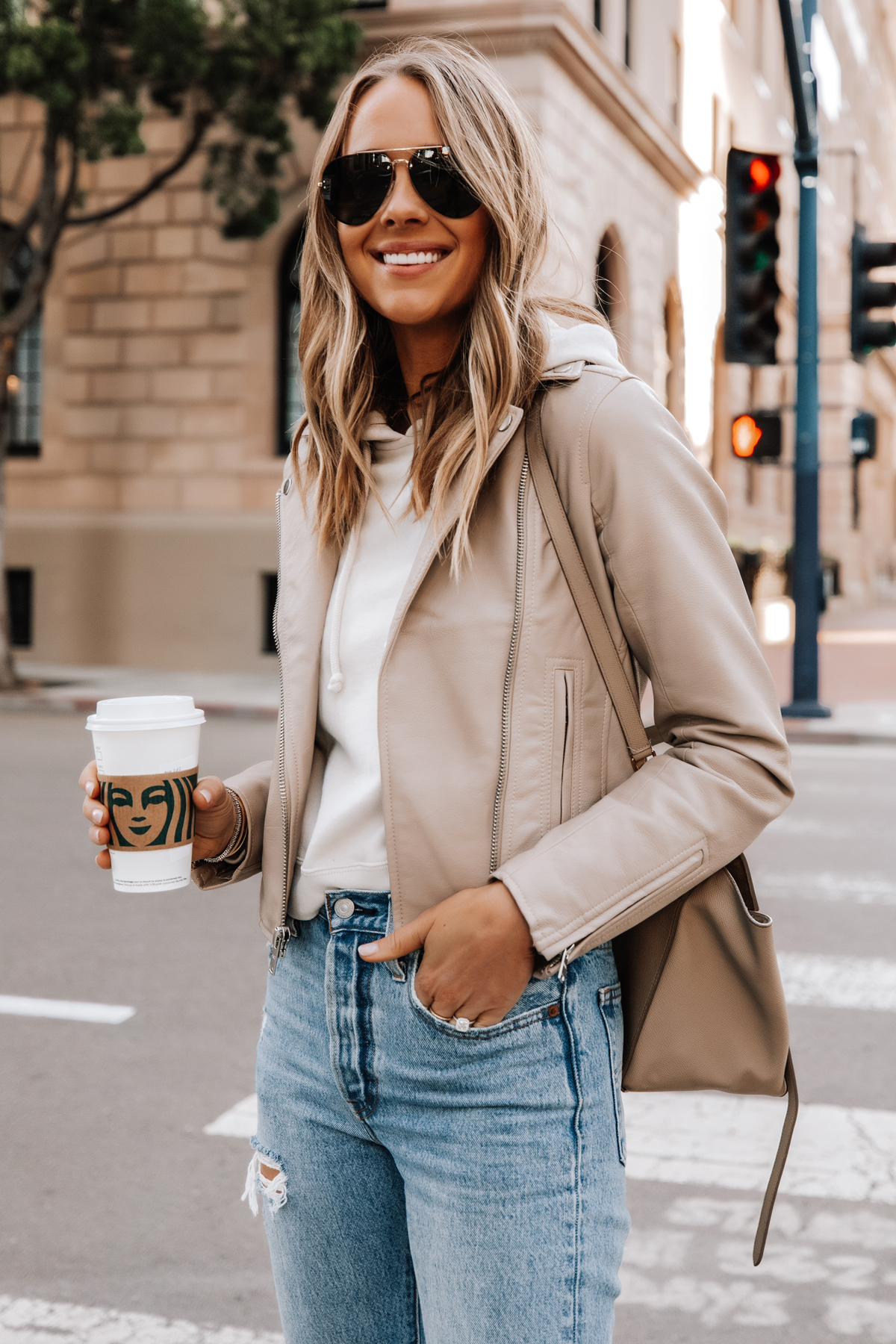 Outfits with outlet tan leather jacket