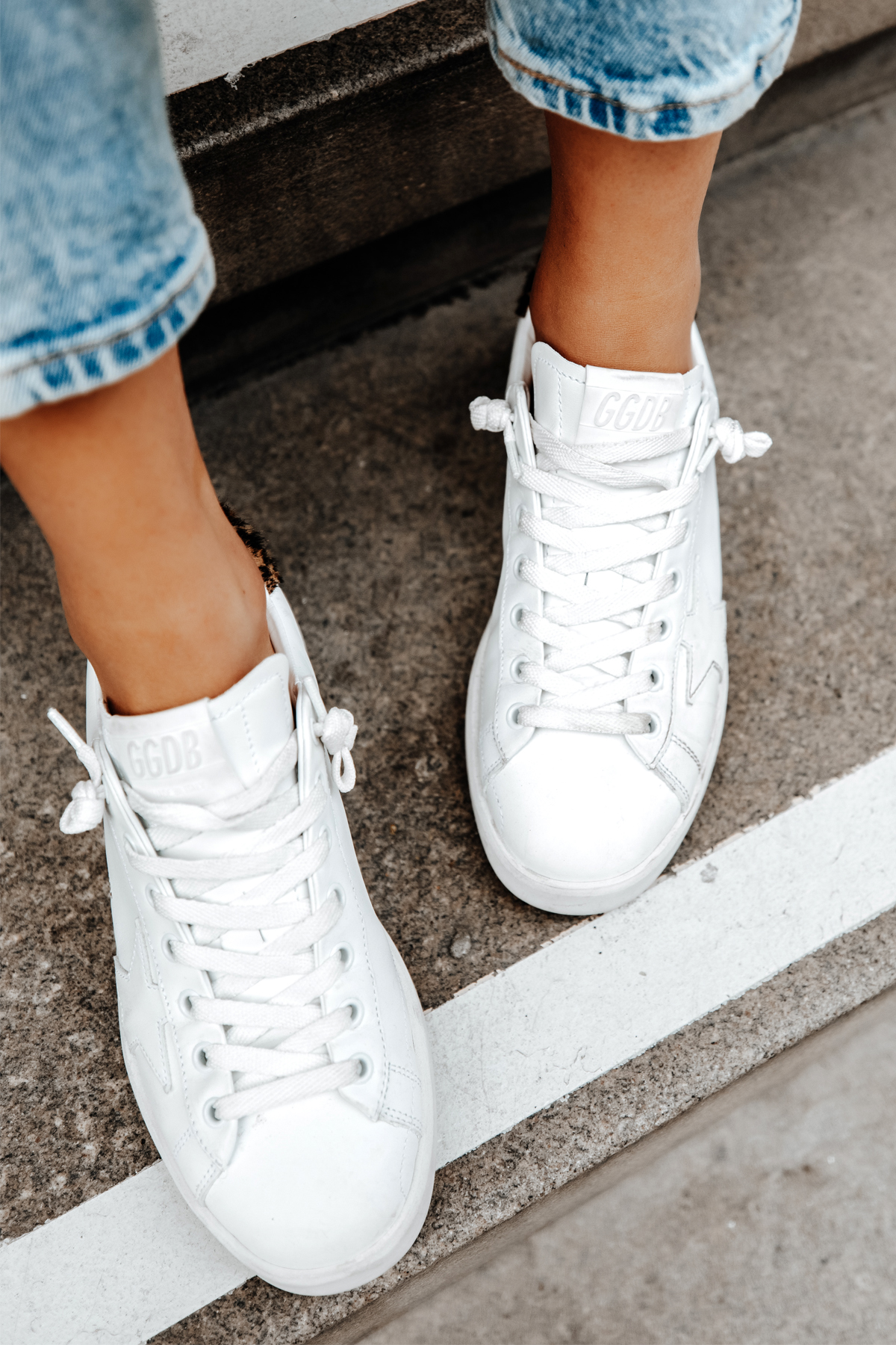 All white shop golden goose sneakers