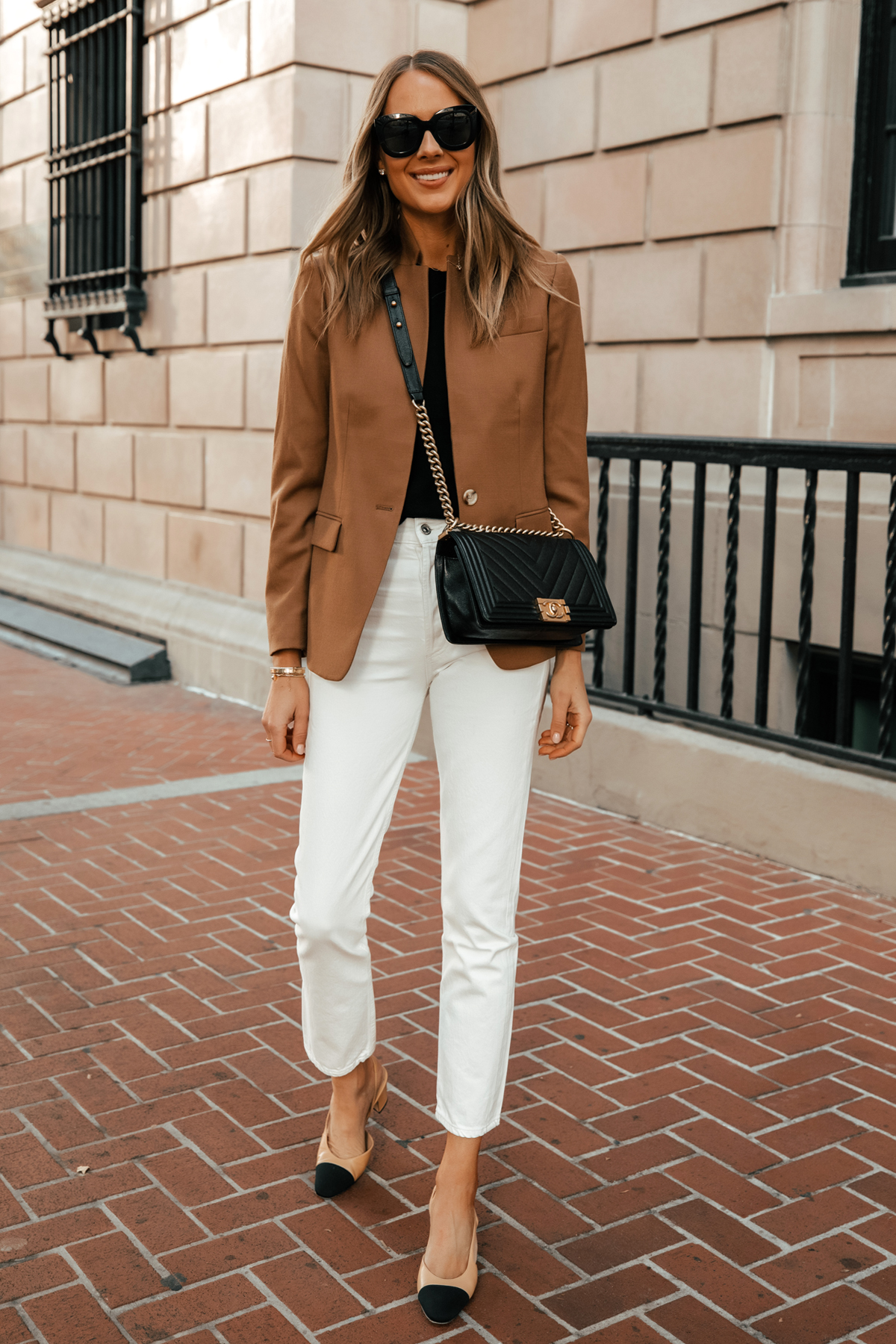 How to Dress Up Jean Shorts With a Black Blazer + Chanel Slingbacks -  Fashion Jackson