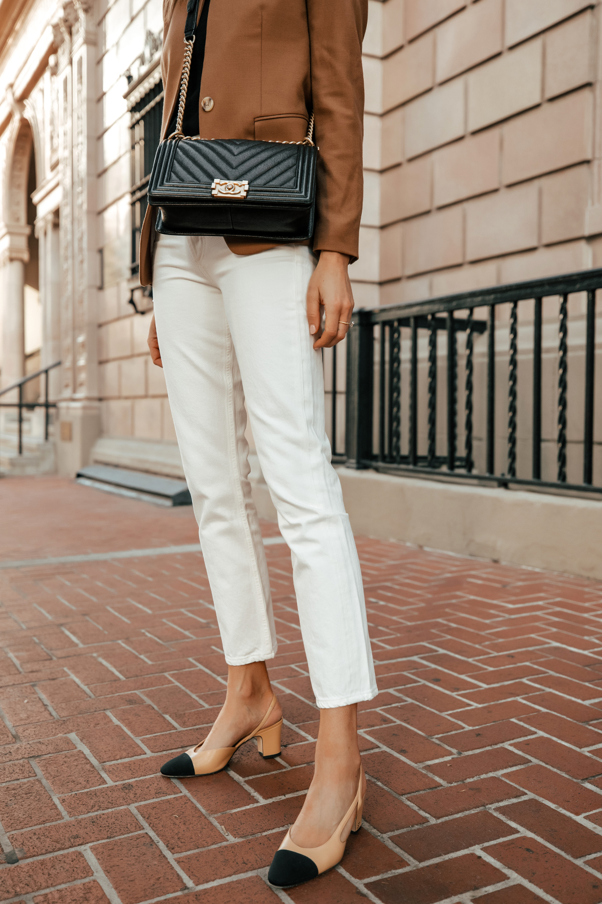 How to Dress Up Jean Shorts With a Black Blazer + Chanel Slingbacks -  Fashion Jackson