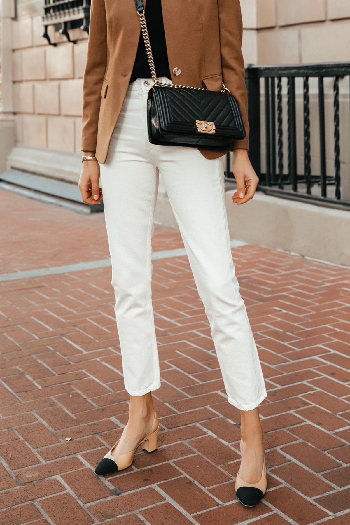 How to Dress Up Jean Shorts With a Black Blazer + Chanel Slingbacks -  Fashion Jackson