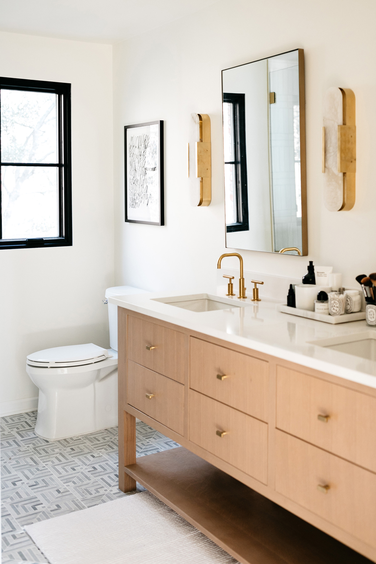 Fashion-Jackson-Transitional-Bathroom-Remodel-Kelly-Werstler-Melange-Lighting-White-Quartz-Bathroom-Counters-Kelly-Werster-Liaison-Mosaic-Tile