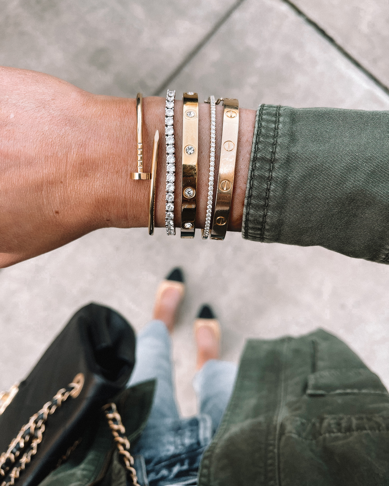 TFC Rose Quartz Stone Gold Plated Stacked Bracelet