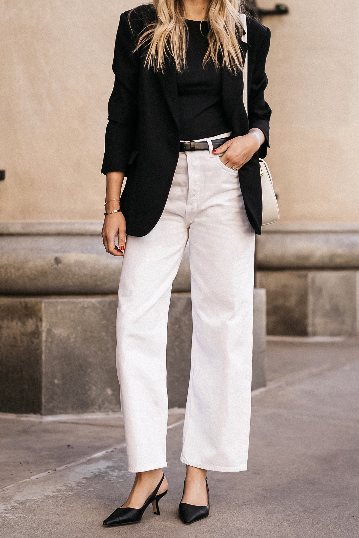 Neutral White Jeans Spring Outfit - Straight A Style