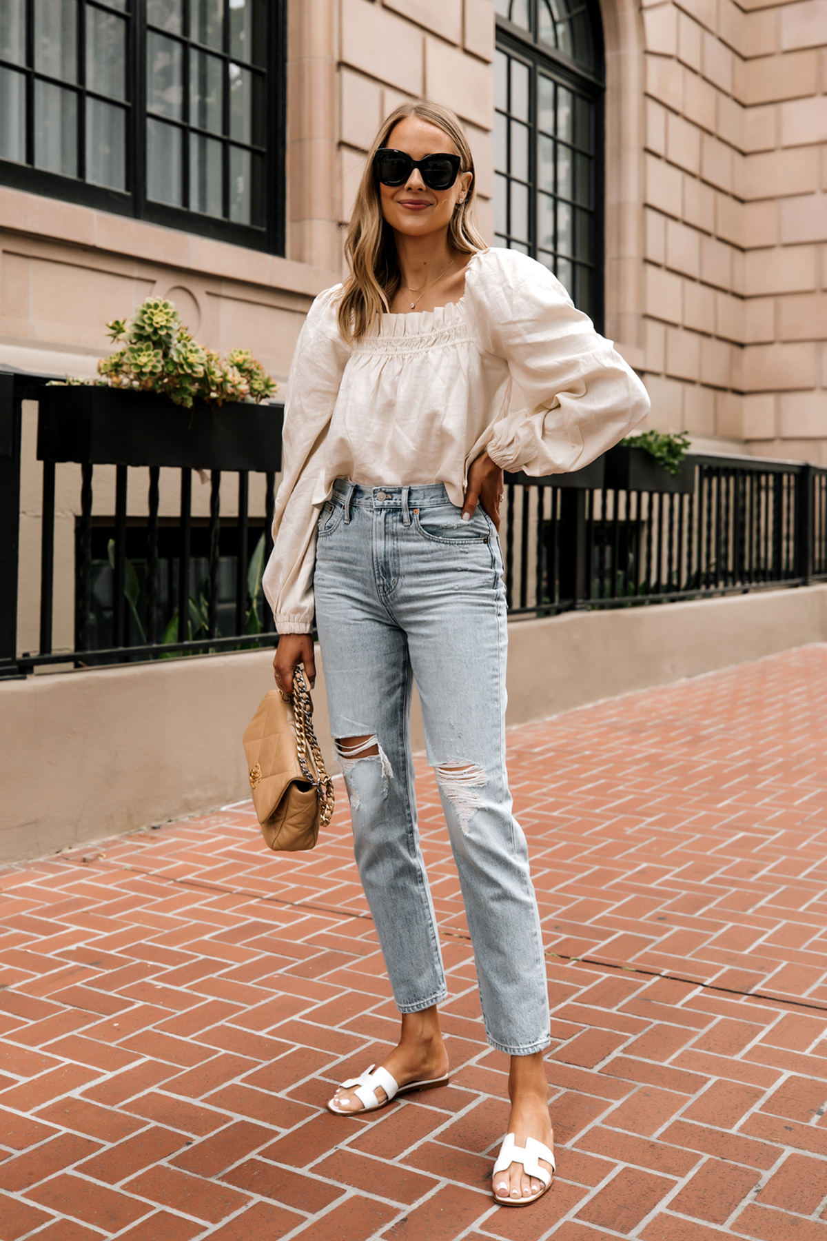 Womans Summer Outfit With Striped Shirt, Jeans Shorts, Beige Sandals And  Other Stock Photo, Picture and Royalty Free Image. Image 127430763.