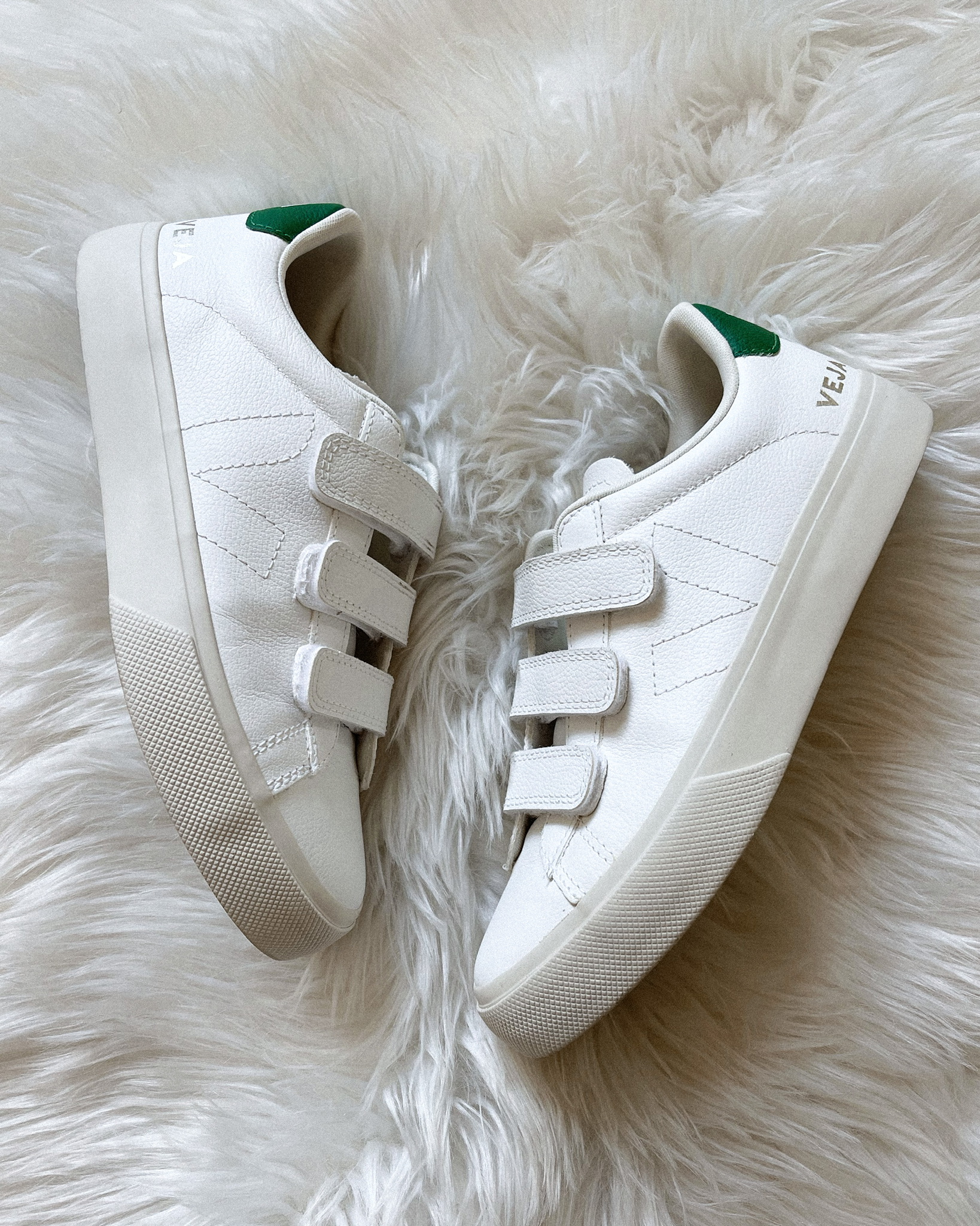 Fashion Jackson Veja Velcro Recife Green White Sneakers