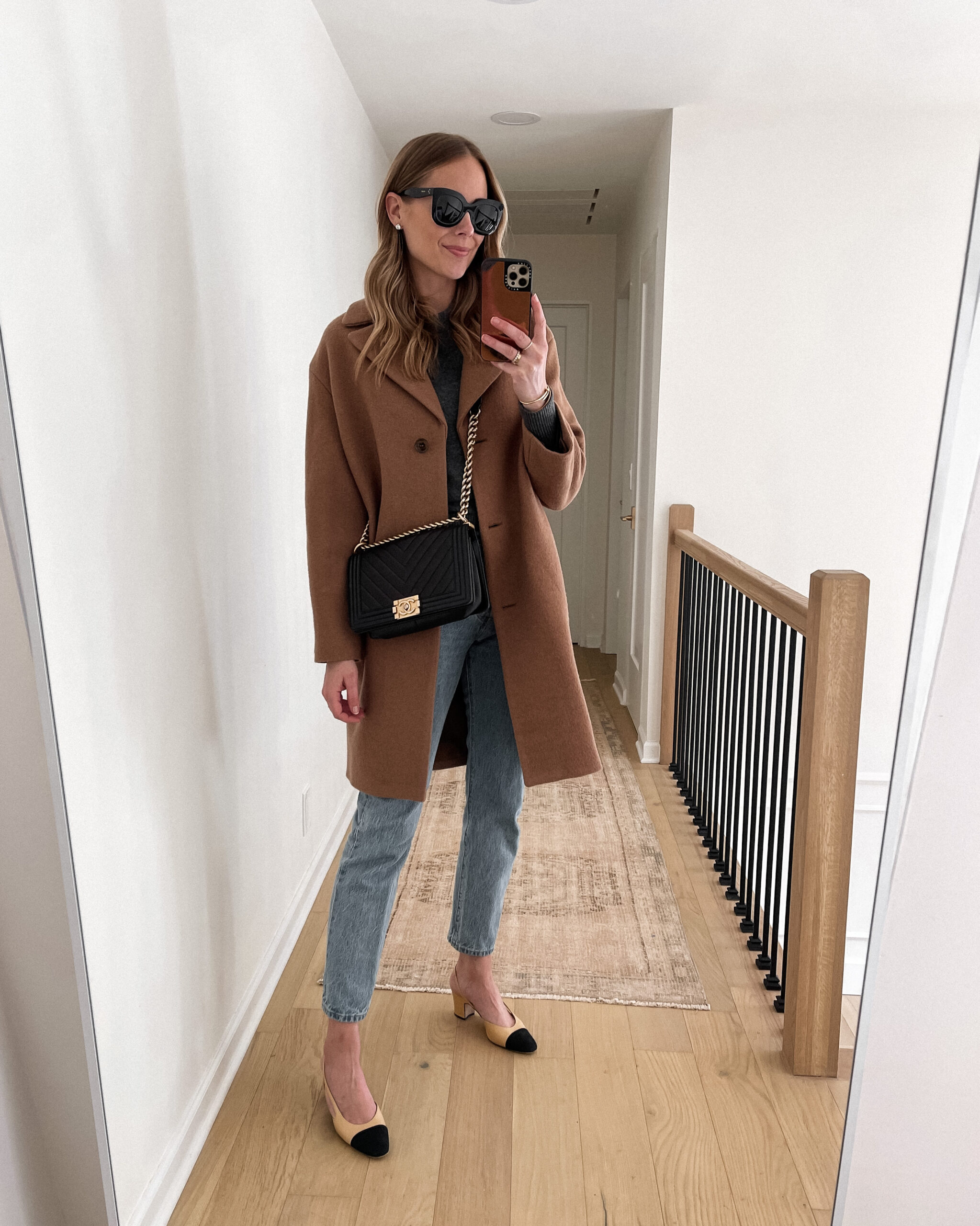 camel-coat-apc-bag-half-moon-balenciaga-sunglasses-street-style-outfit -  Shiny Syl blog