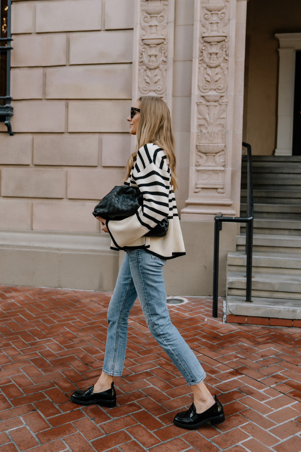 Oversized striped sweater - Black Light Brown