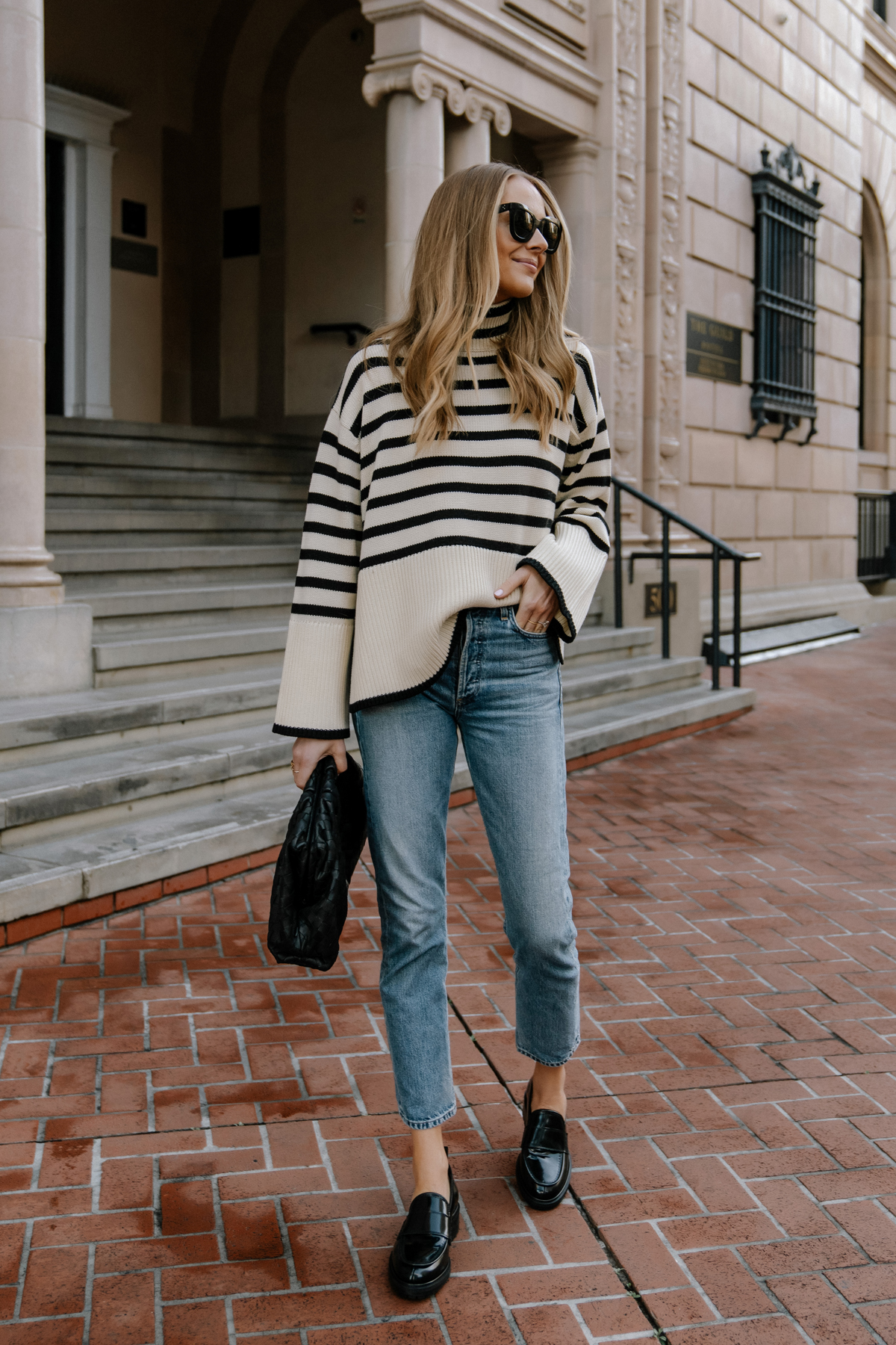 White hot sale striped sweater