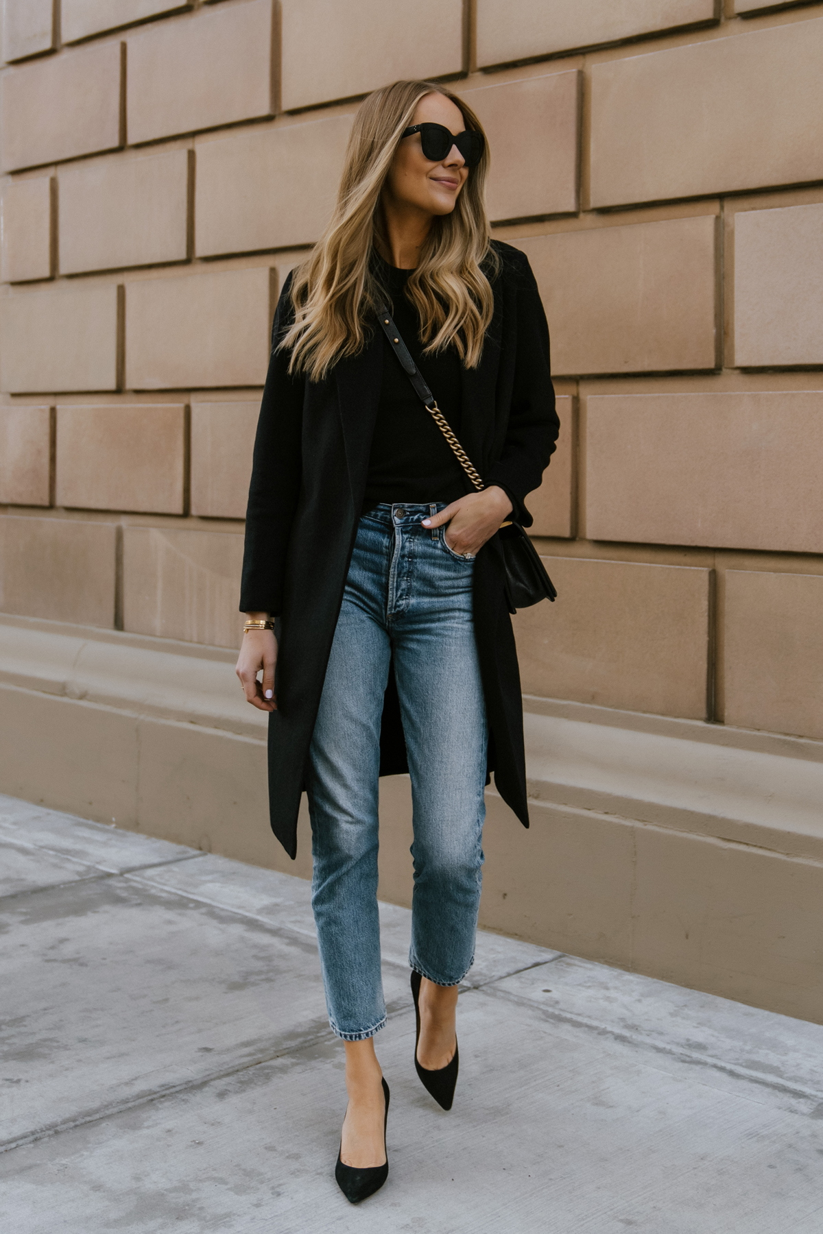 Black shop coat outfit