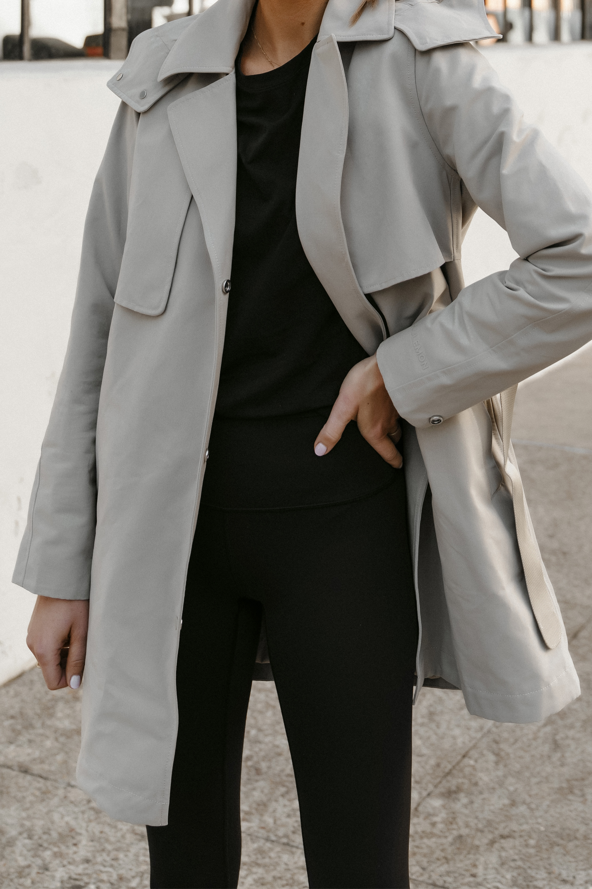 Fashion Jackson Wearing lululemon Always There Short Trench Coat lululemon casual outfit 2