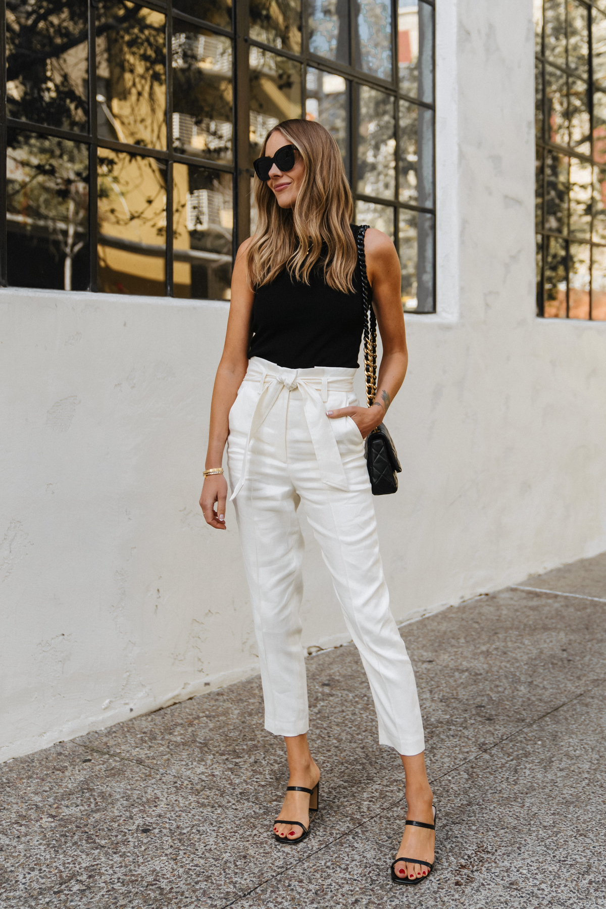 women in white pants