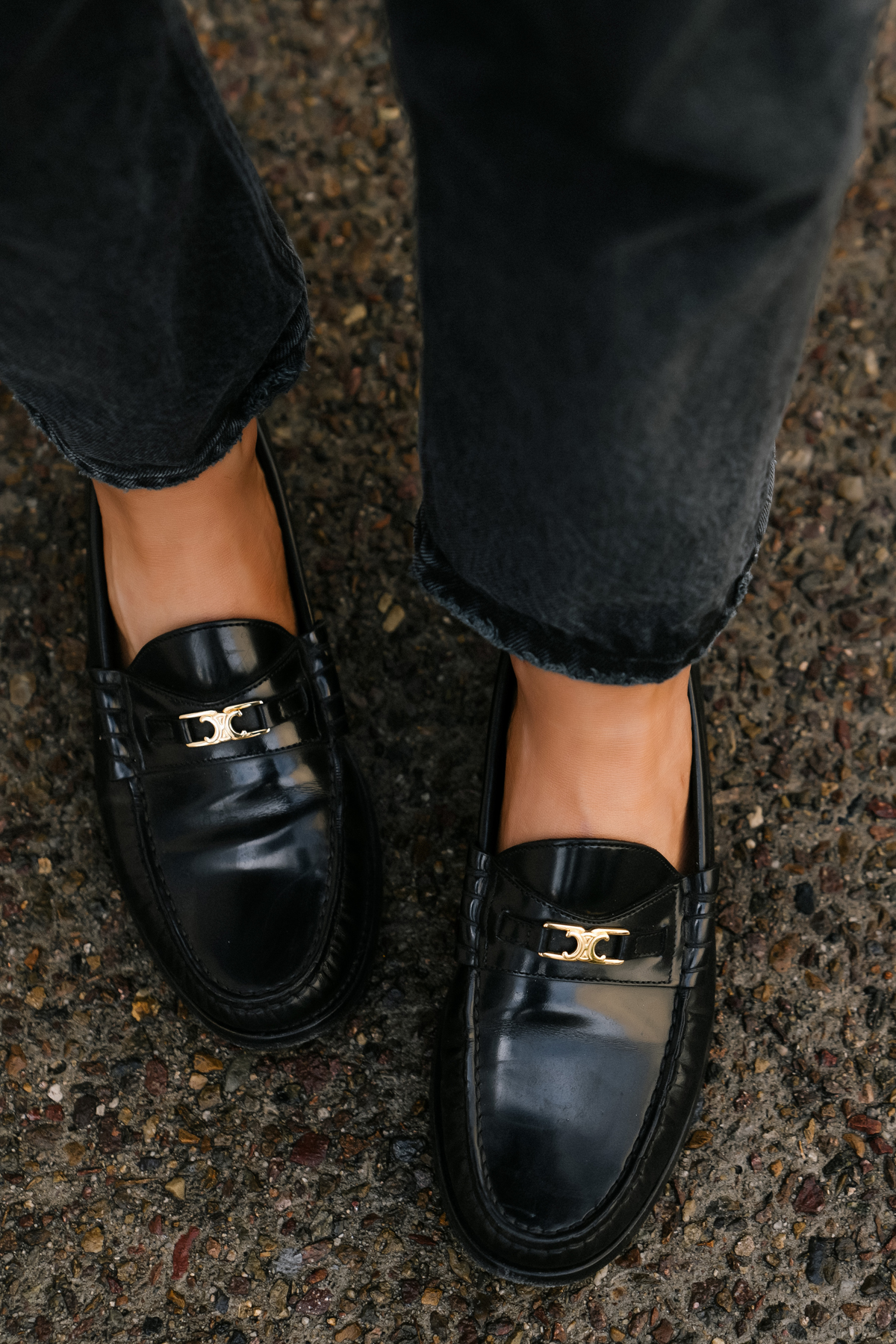 Fashion Jackson Wearing Celine Luca Triomphe Loafers Black