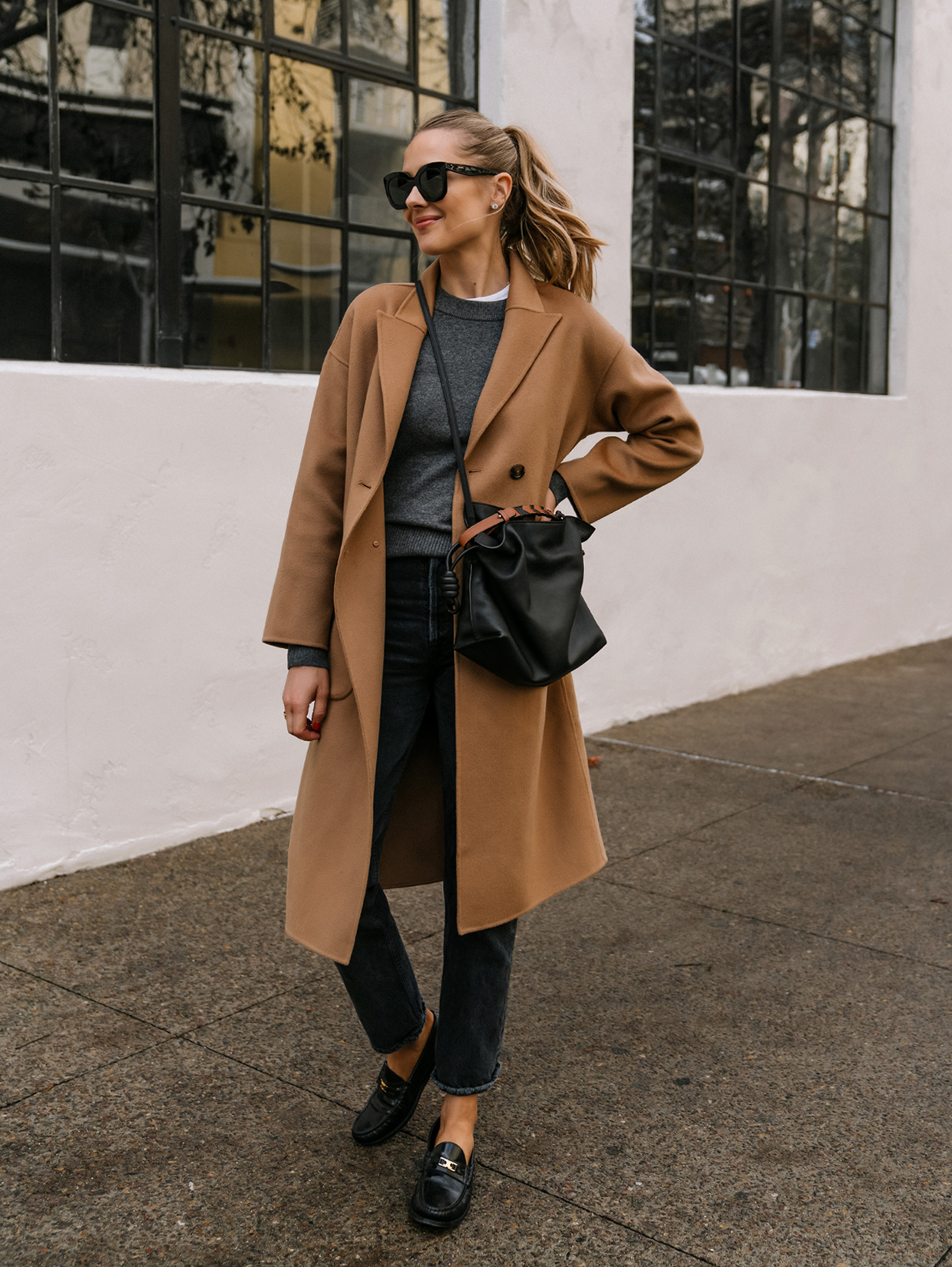Camel Duster Coat Winter Outfit Idea